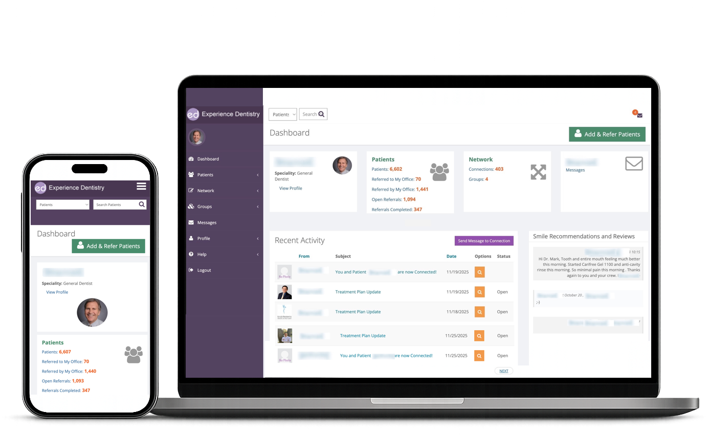 Experience Dentistry dashboard on laptop
